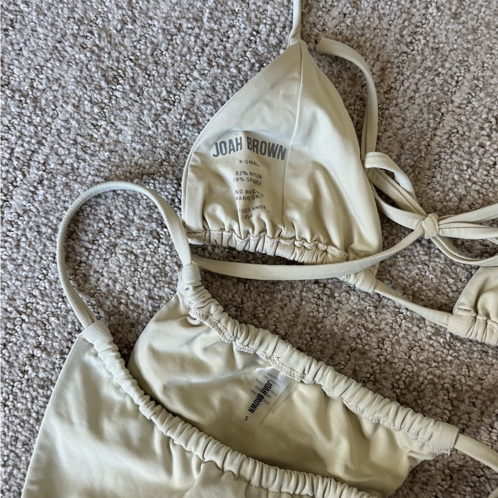 JOAH BROWN triangle bikini top + side tie bikini bottom in Dune - Picture 5 of 5